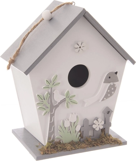 Holz-Vogelnistkasten weiß 15 × 9 × 17 cm