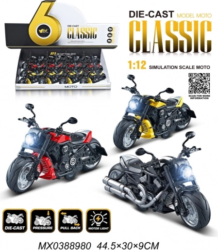 Metall-Motorradmodell 1:12 mit Licht und Pull-Back