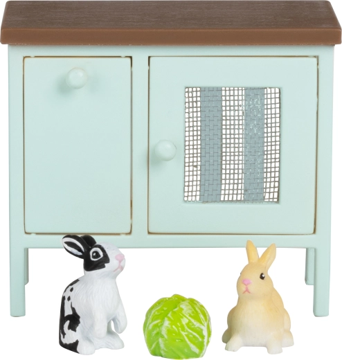 Lundby Kaninchen mit Kaninchenstall für das Puppenhaus