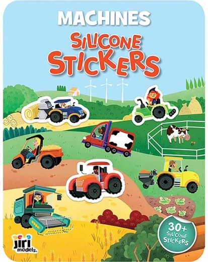 Spiel mit Silikon-Stickern Traktoren