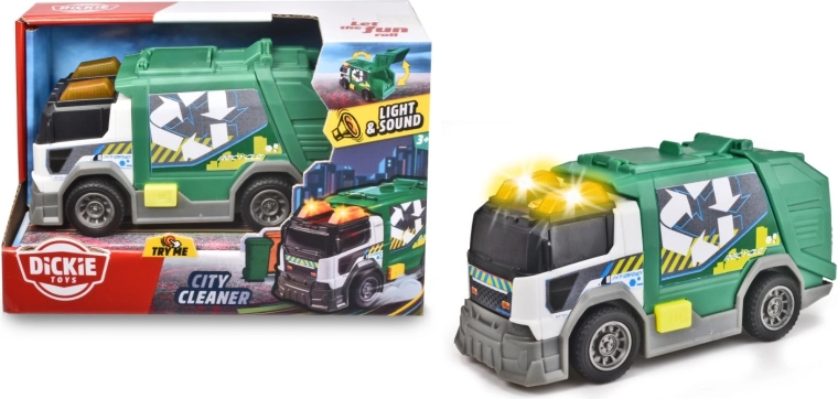 Müllwagen City Cleaner mit Licht- und Soundeffekten, 15 cm