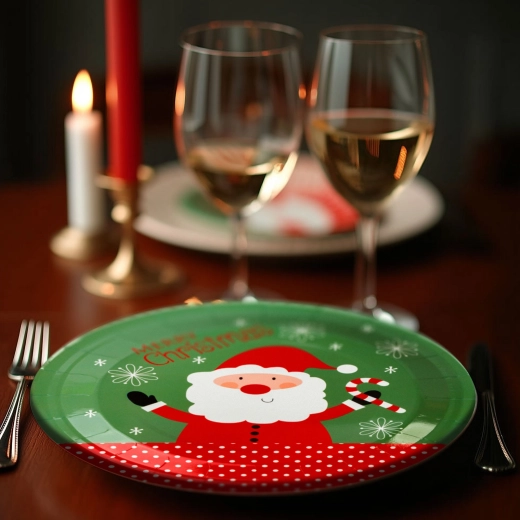 Weihnachtliche Pappteller mit Nikolaus-Motiv, 12er-Set