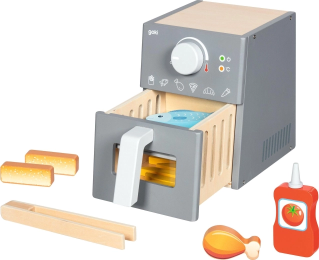 Holz-Heißluftfritteuse mit Zubehör
