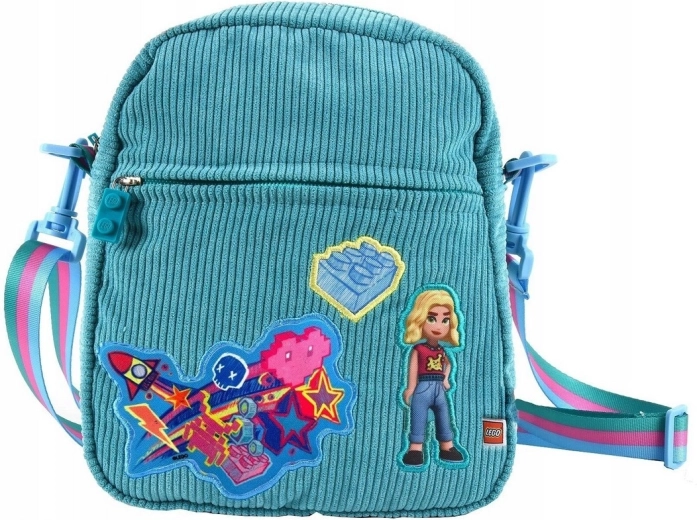 LEGO Friends türkise Umhängetasche mit Aufbügler-Applikationen