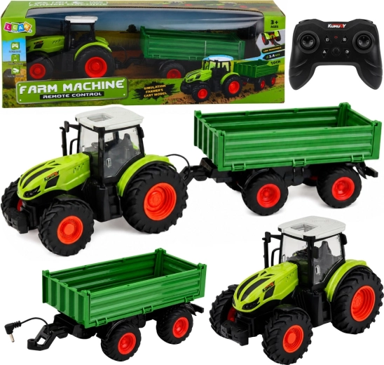 Ferngesteuerter Bauernhof‑Traktor mit abkoppelbarem Anhänger 1:24