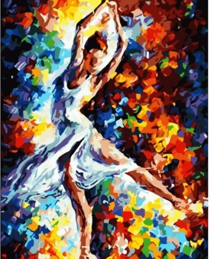 Bild zum Malen nach Zahlen im Rahmen 40 × 50 cm – Ballerina in Farbe