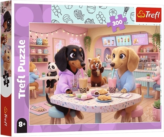 Puzzle Dackel im Café – 300 Teile