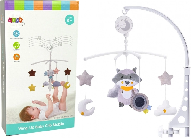 Baby-Mobile für das Bett Plüsch-Waschbär Grey Melody