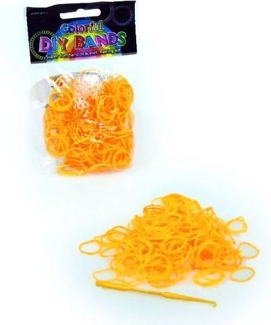 Set mit 250 orangefarbenen Gummibändern zum Flechten von Armbändern mit Häkchen und Verschlüssen