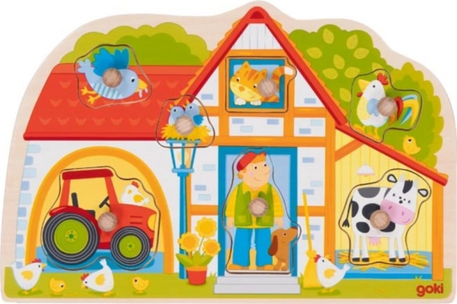 Holzpuzzle Bauernhof GOKI mit Griffen