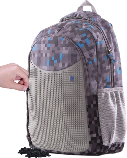 PIXIE CREW kreativer Studentenrucksack grau-blau