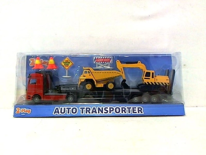 Autotransporter mit zwei Baustellenfahrzeugen