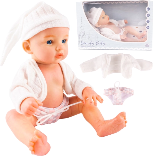 Stoffpuppe Baby mit Mützchen Jagoda 32 cm
