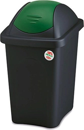 Schwenkdeckel-Mülleimer MULTIPAT 30 l, rechteckig, schwarz‑grün