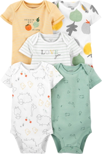 Carter's Baby-Body mit kurzen Ärmeln Animals, neutral, 5 Stk.
