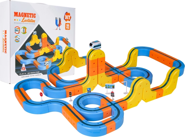 Magnetische, farbige Antigravitationsbahn mit Zug – 180 Teile