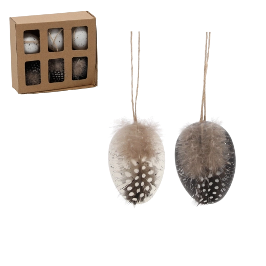 Set aus hängenden Ostereiern – schwarz‑weiße Eleganz (6 Stk.)