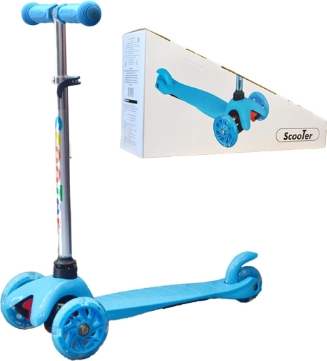 Kinder-Dreirad-Roller mit leuchtendem Rad – blau