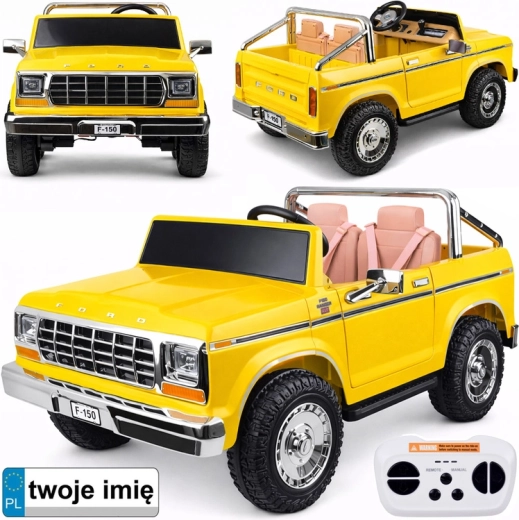 Elektrisches Kinderauto FORD Bronco Pickup für zwei Kinder – Gelb
