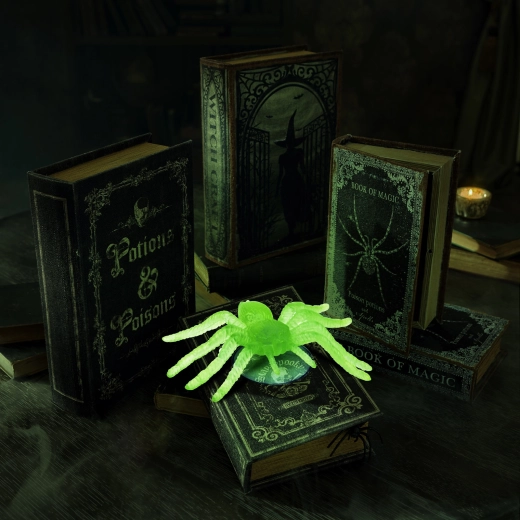 Phosphoreszierende Halloween-Dekoration Spinne mit Saugnapf, 4 Stück