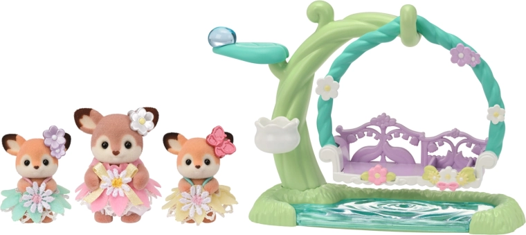 Sylvanian Families Hirsche auf der Blumen-Schaukel – Spielset mit 3 Figuren