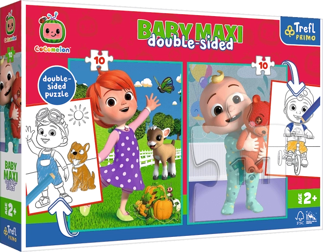 Beidseitiges Puzzle COCOMELON – Freunde, TREFL Baby Maxi 2×10 Teile