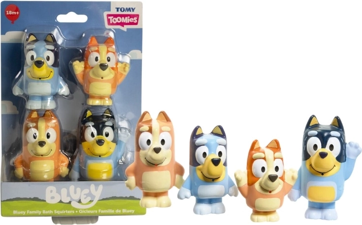 Toomies Bluey Set mit Quietschfiguren für die Badewanne, 4 Stück