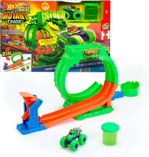Hot Wheels Monster Trucks Mutant Chaos Herausforderung Chaos-Looping mit Slime und Fahrzeug Wreckin' Wolf