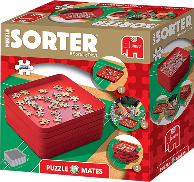 Puzzle-Sortierschalen-Set – 6 Schalen, rot, 20 × 20 cm JUMBO PUZZLE MATES
