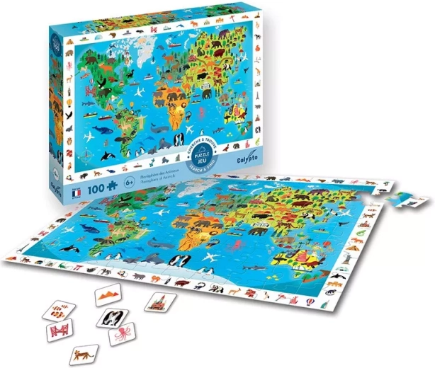 Sentosphere Puzzle Weltkarte mit Tieren