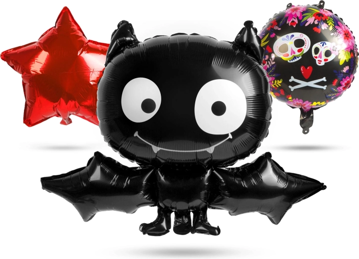 Set Halloween-Folienballons mit Fledermausmotiv – 5 Stück