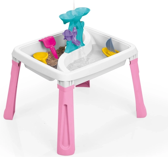 3-in-1-Spieltisch für Wasser, Sand und Zeichnen weiß-rosa