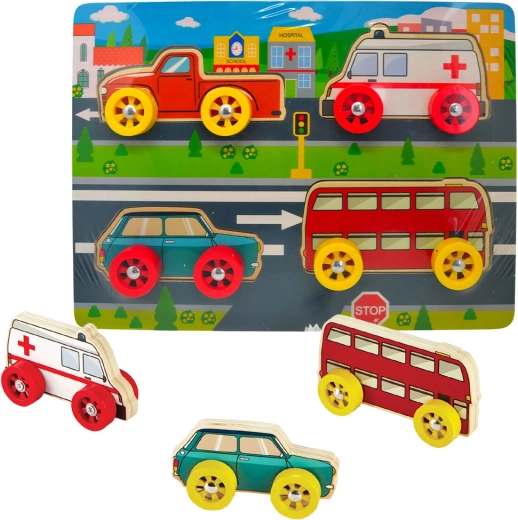 Babu Holzpuzzle-Autos, Set mit 4 Stk.