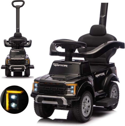 Milly Mally Kinder-Rutschauto mit Schubstange Ford F-150 Raptor 3-in-1, schwarz