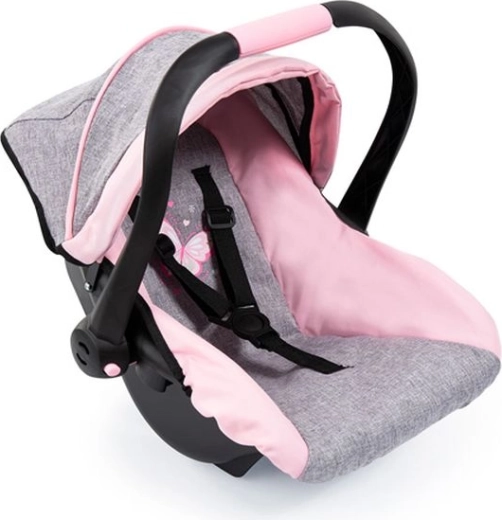 Bayer Autositz für Puppen mit Verdeck, grau-rosa