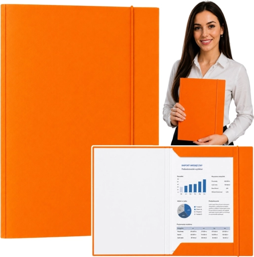 Lackierte Kartonmappe mit Gummiband A4, orange (300 g/m²) - 1 Stück