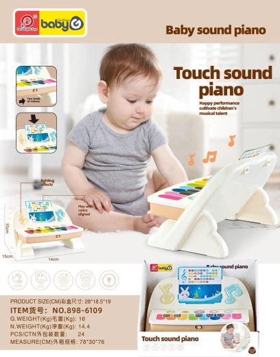 Buntes Touch-Pianino mit Ständer