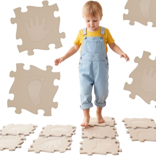 Woopie sensorische orthopädische Puzzlematte für Hände und Füße, 16 Teile, beige