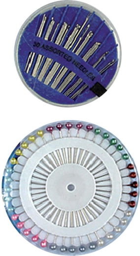 Set aus Nadeln und Stecknadeln mit Perlkopf