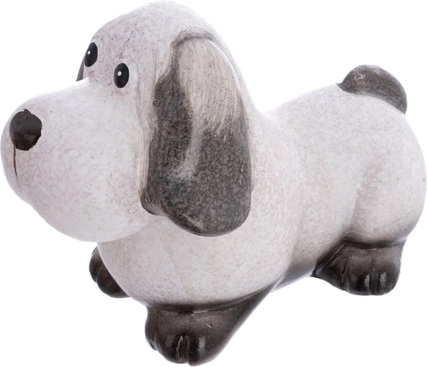 Dekorative Hundestatue aus Polyresin, beige, 23 cm