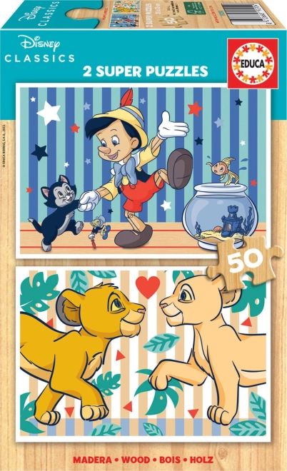 Educa Holzpuzzle Disney Klassik 2×50 Teile