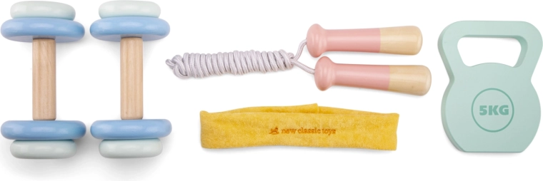 Fitness-Set aus Holz für Kinder