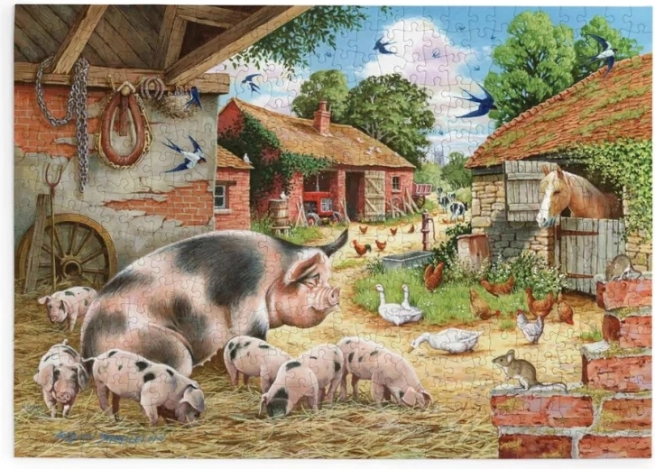 Puzzle Schweinchen auf dem Bauernhof mit 500 großen Teilen