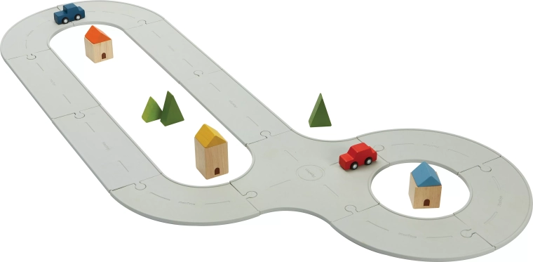 Gummi-Auto- und Eisenbahnstrecke PlanToys