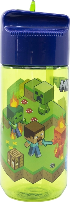 Kinder Trinkflasche mit Strohhalm Minecraft blaugrün