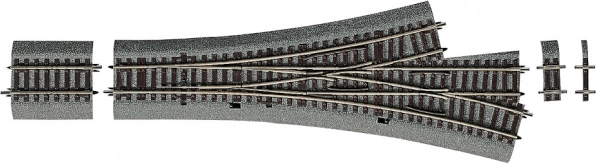 Roco Line asymmetrische Dreiwegweiche mit Bettung