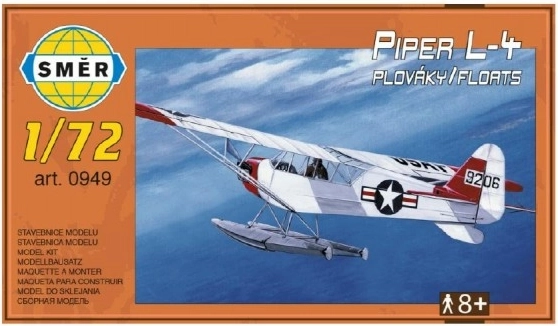 Modellflugzeug Piper L-4 mit Schwimmern im Maßstab 1:72