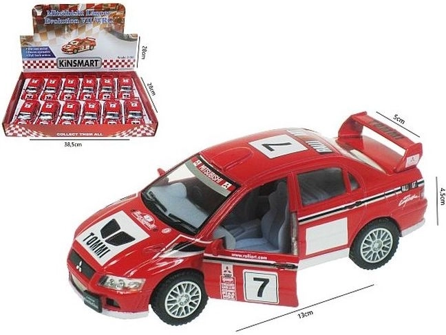 Mitsubishi Lancer Evolution VII WRC Metallmodell-Auto 1:36 mit Pull-Back-Antrieb