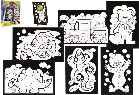 Kratbild 6 Stk. bunt + 6 Stk. Ständer in Schachtel 19×22×6,5 cm