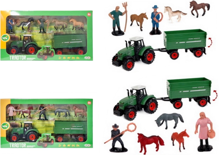 Bauernhof-Set: Traktor mit Anhänger und Zubehör